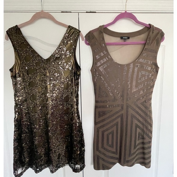 Express Vintage METALLIC Sequin Dress BUNDLE S - Picture 1 of 15